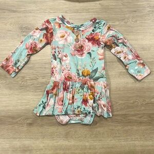 Posh Peanut Floral Long Sleeve Dress - Pink and Green